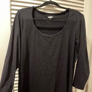 Old Navy 2x Black ribbed scoop neck 3/4 sleeve top